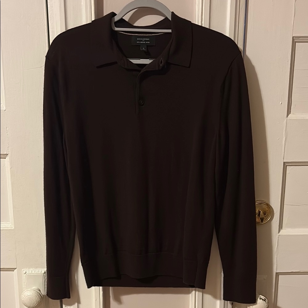 BANANA REPUBLIC MERINO LONG-SLEEVE SWEATER POLO